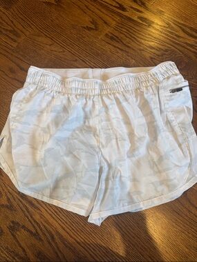 Women’s White Camo Performance Athletic Shorts with Elastic Waist